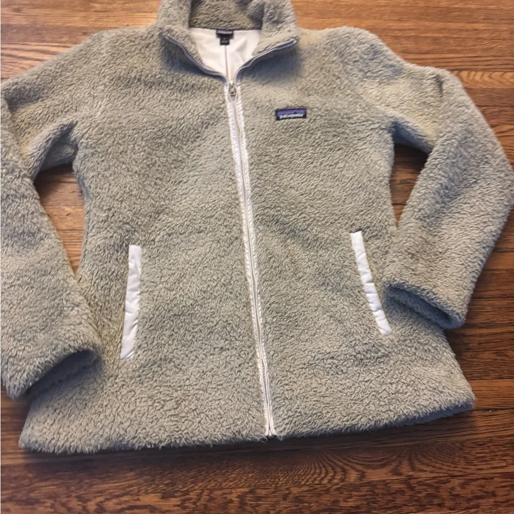 #688 Patagonia Los Gatos Fleece Jacket Women's LARGE 16 High Pile Boa Beige - Picture 7 of 12